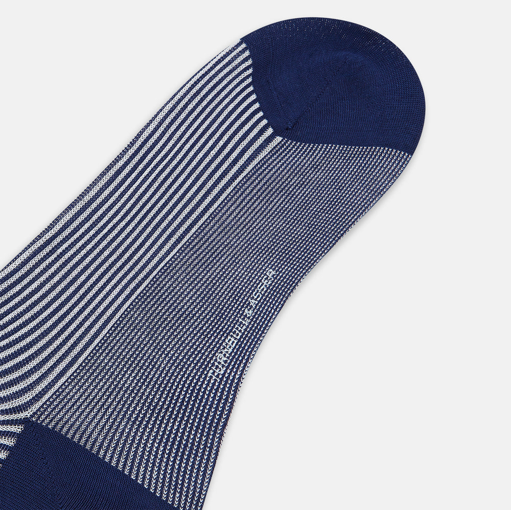 SOCKS SHORT COTTON ROYAL BLUE AND WHITE STRIPE 10+