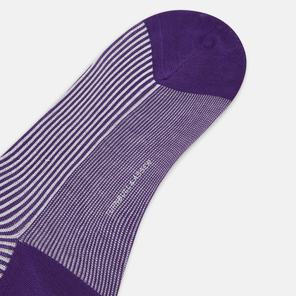 Purple and White Striped Mid-Length Socks Image 2