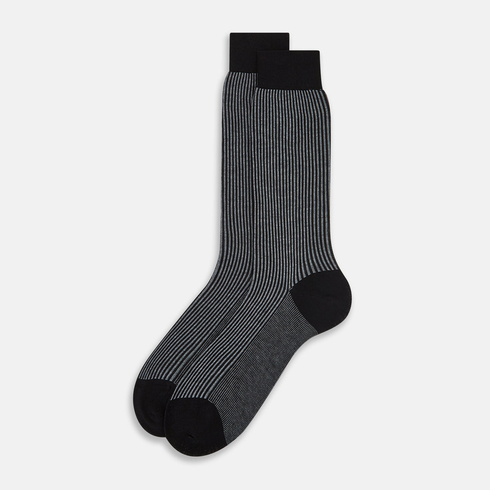 SOCKS SHORT COTTON  CHARCOAL STRIPE 12