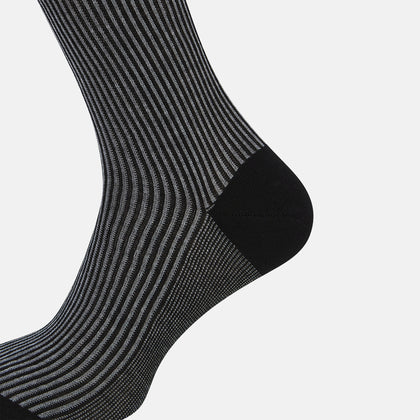 Charcoal Striped Mid-Length Socks Image 3