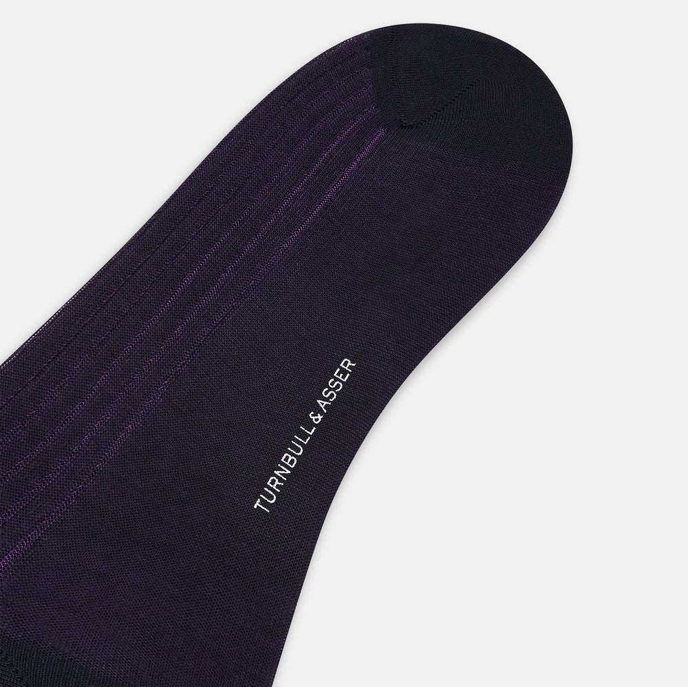 Navy Striped Mid-Length Socks