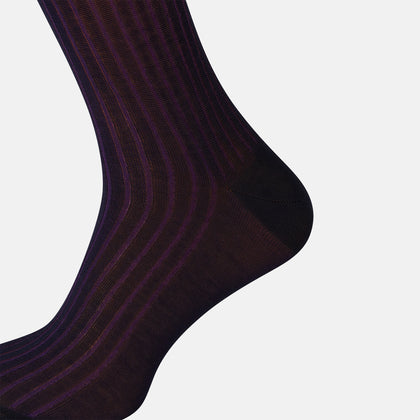Navy Striped Mid-Length Socks Image 3