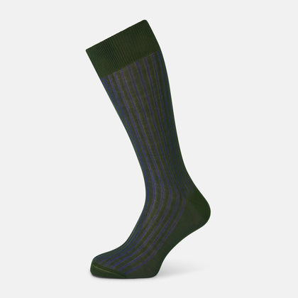 Sage Striped Mid-Length Socks