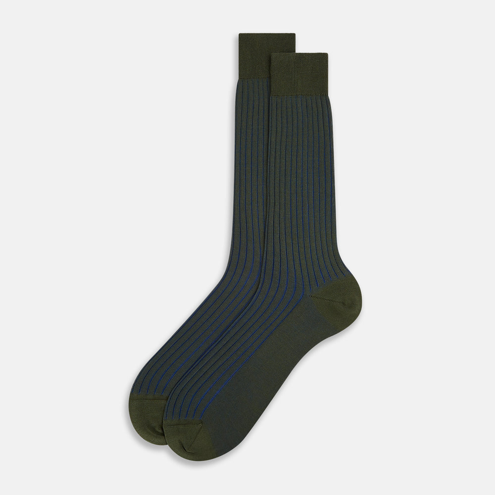 Sage Striped Mid-Length Socks