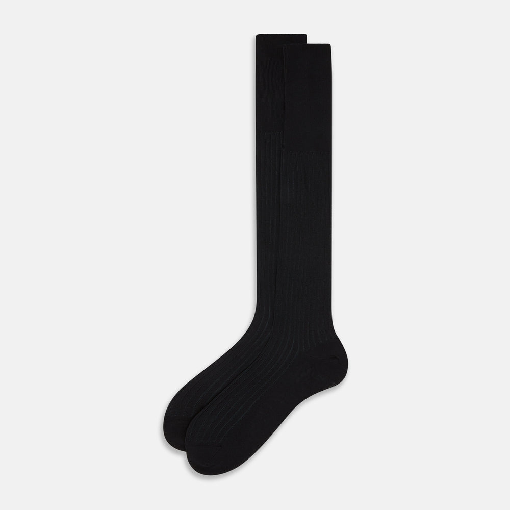 SOCKS LONG COTTON BLACK STRIPE 12