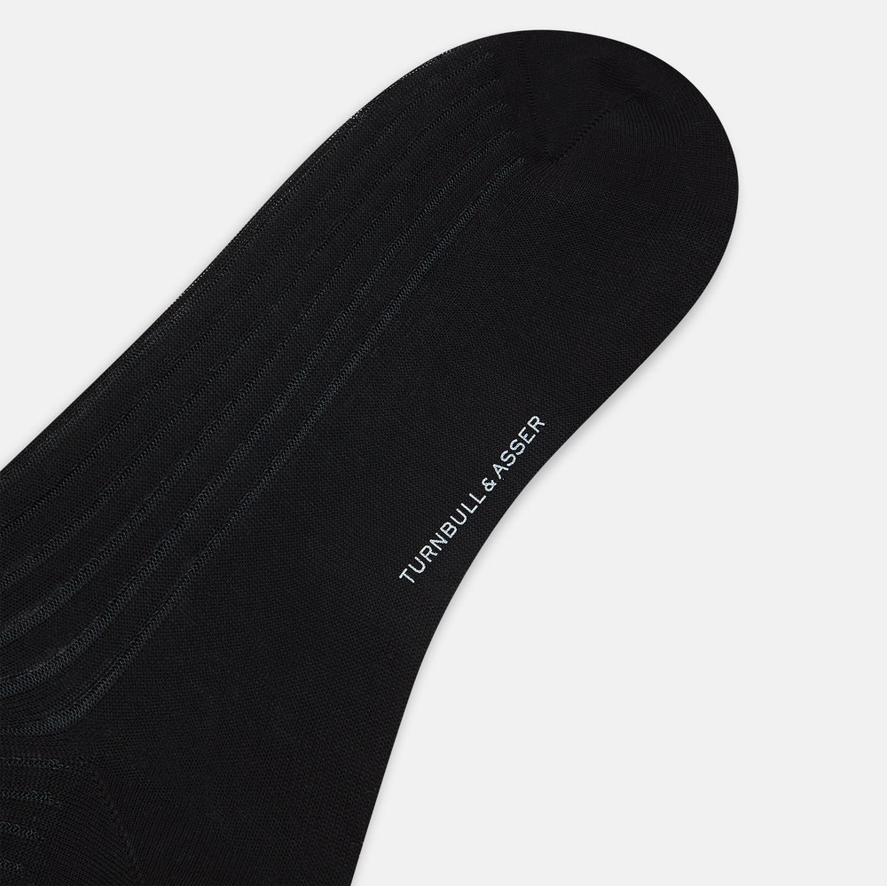 SOCKS LONG COTTON BLACK STRIPE 12