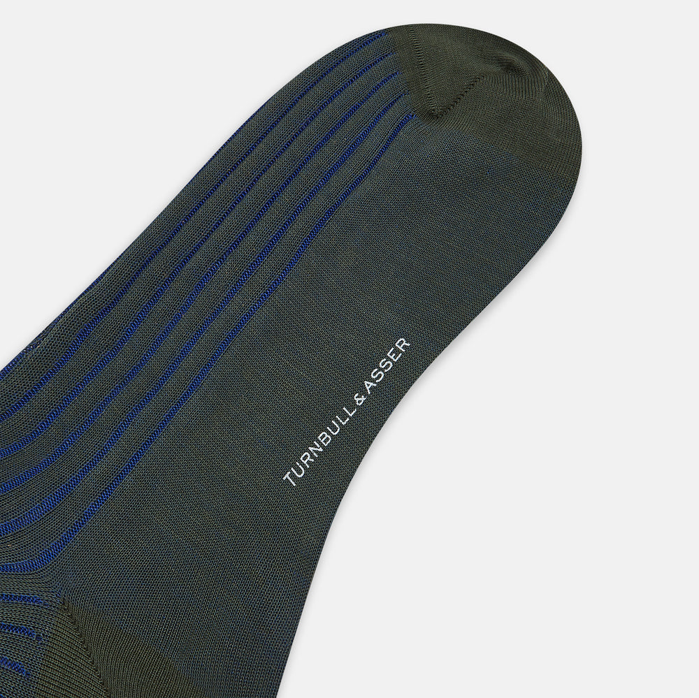 SOCKS LONG COTTON SAGE STRIPE 11+