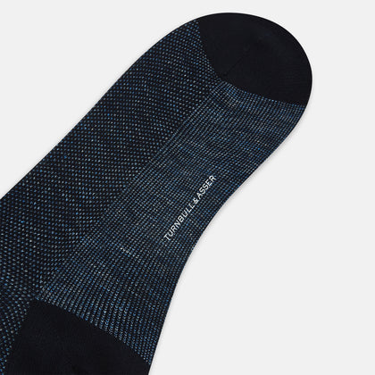 Navy Cotton-Linen Mid-Length Socks Image 2