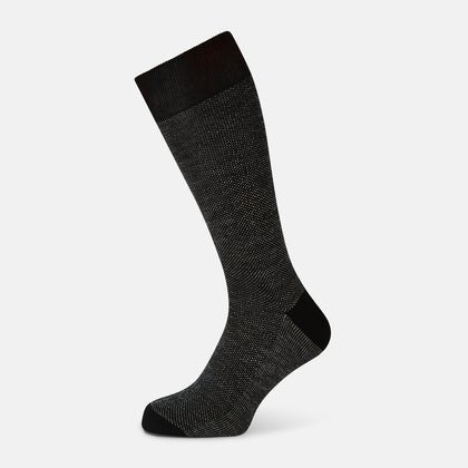 Charcoal Cotton-Linen Mid-Length Socks