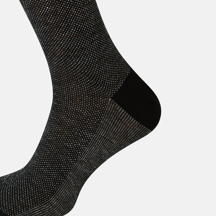 Charcoal Cotton-Linen Mid-Length Socks Image 3