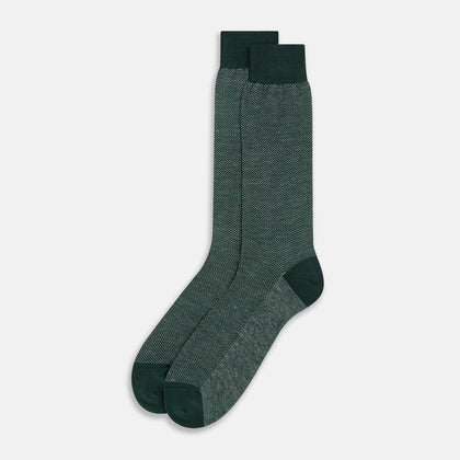 Forest Green Cotton-Linen Mid-Length Socks Image 1