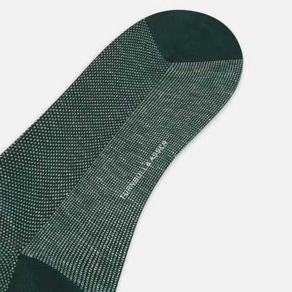 Forest Green Cotton-Linen Mid-Length Socks Image 2