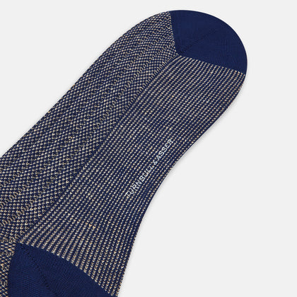 Denim Ribbed Cotton-Linen Mid-Length Socks Image 2