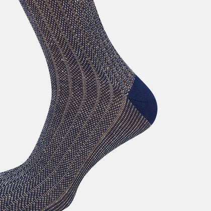 Denim Ribbed Cotton-Linen Mid-Length Socks Image 3