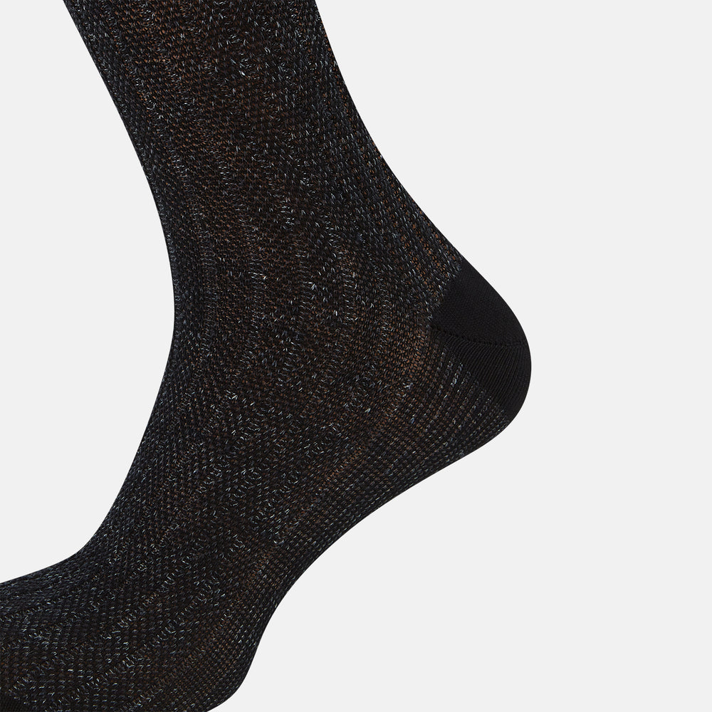 SOCKS SHORT COTTON/LINEN RIB CHARCOAL 12