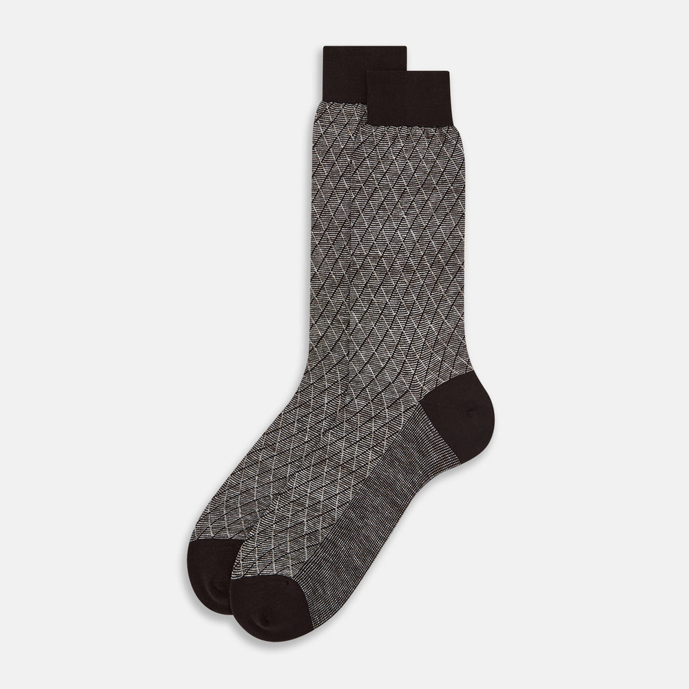 SOCKS SHORT COTTON/LINEN HARLEQUIN PINE CONE 13