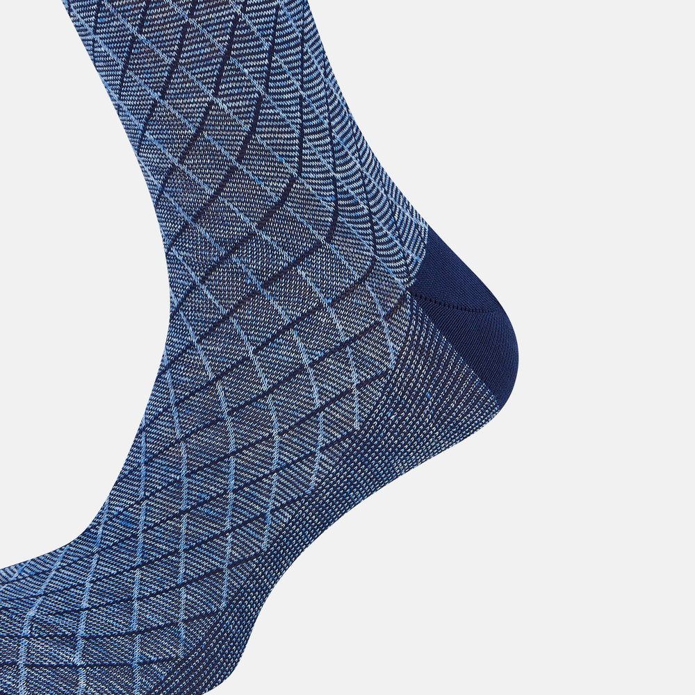 SOCKS SHORT COTTON/LINEN HARLEQUIN AZZURRO 13