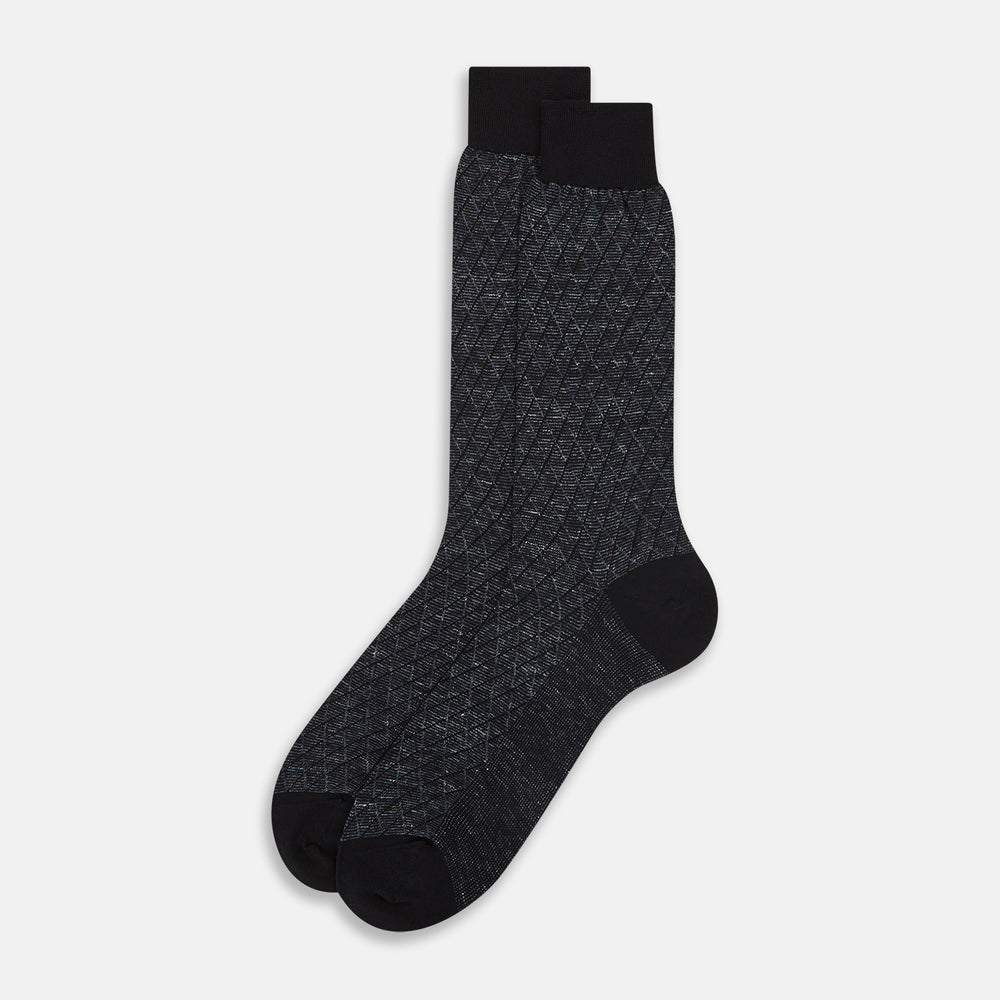 SOCKS SHORT COTTON/LINEN HARLEQUIN CHARCOAL 11+