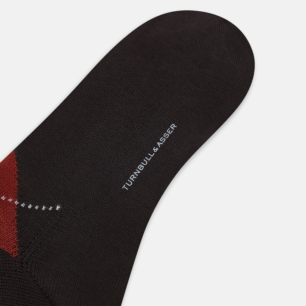 Coffee Check Wool Mid-Length Socks 13