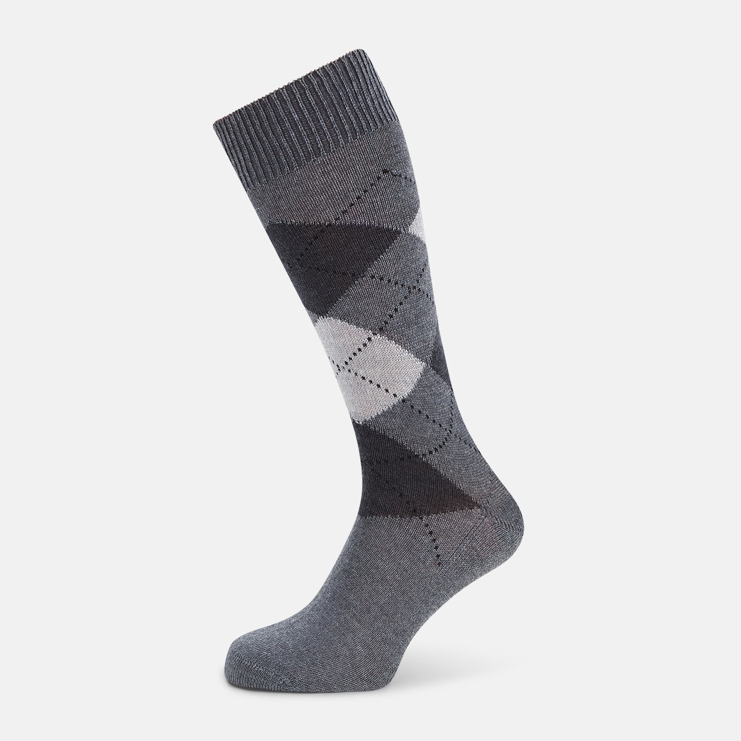 View 1 of product Grey Check Wool Mid-Length Socks 13