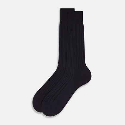 Navy Wool Mid-Length Socks