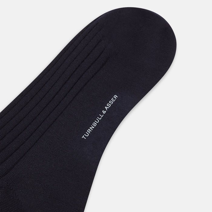 Navy Wool Mid-Length Socks Image 2