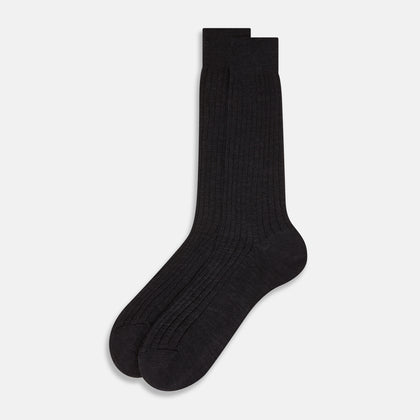 Charcoal Wool Mid-Length Socks