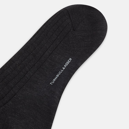 Charcoal Wool Mid-Length Socks Image 2