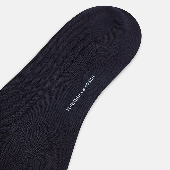 Navy Wool Long Socks Image 2