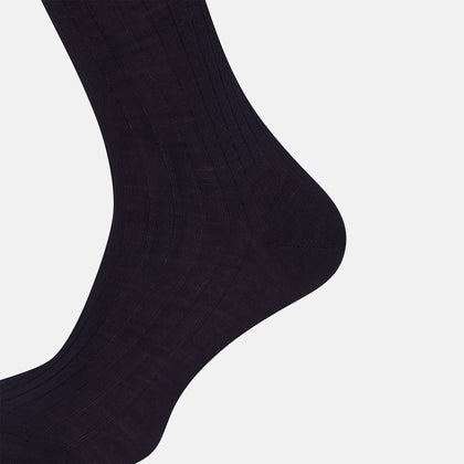 Navy Wool Long Socks Image 3