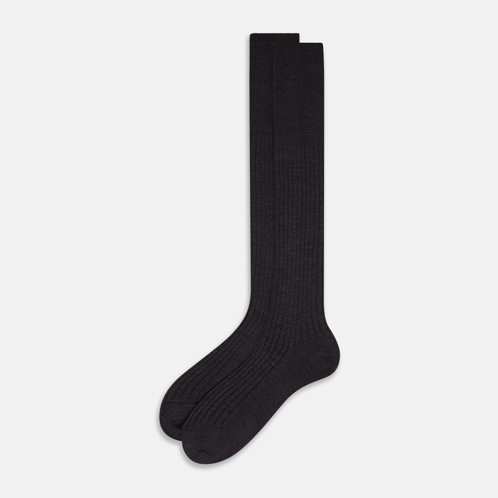 Charcoal Long Wool Socks 12