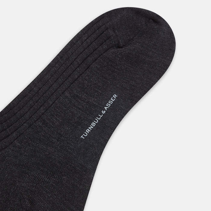 Charcoal Long Wool Socks Image 2