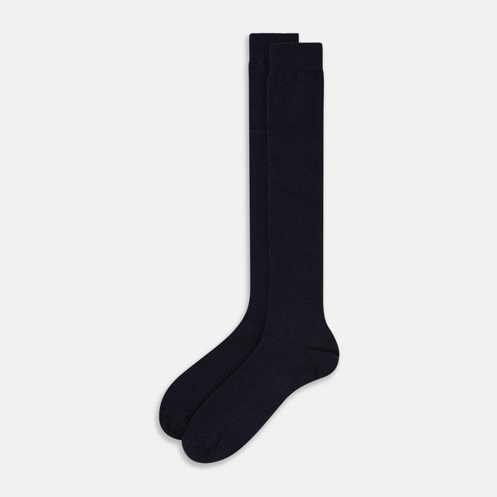 Navy Cashmere Long Socks Image 1