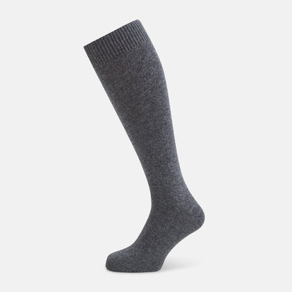 Steel Melange Cashmere Long Socks