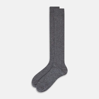 Steel Melange Cashmere Long Socks Image 1