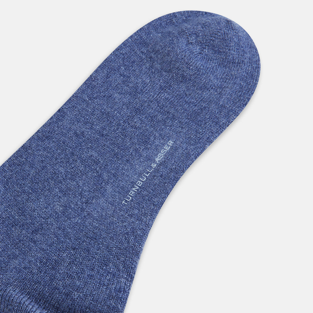 Azzurro Melange Cashmere Mid-length Socks OS