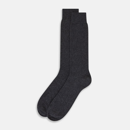 Charcoal Melange Cashmere Mid-length Socks Image 1