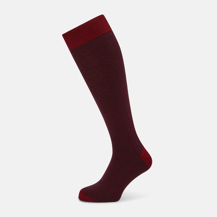 Burgundy & Red Stripe Wool Long Socks