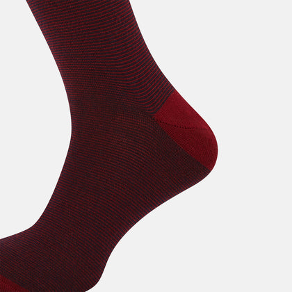 Burgundy & Red Stripe Wool Long Socks Image 3