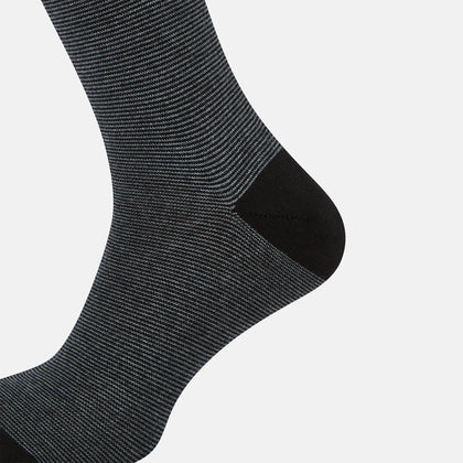 Black and Grey Stripe Wool Mid-length Socks Image 3