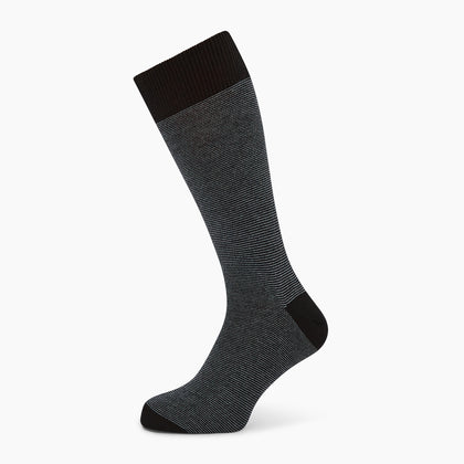 Black and Grey Stripe Wool Mid-length Socks Image 4
