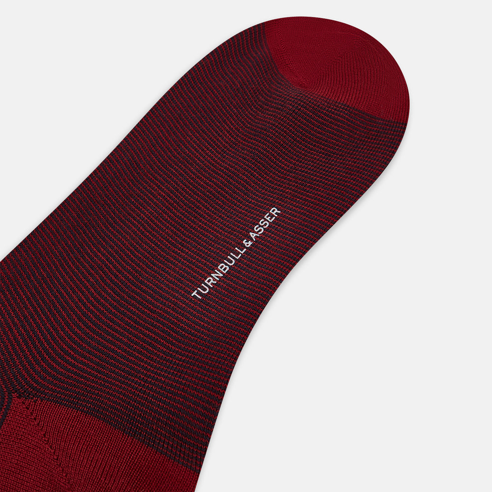 Burgundy and Red Stripe Wool Mid-length Socks 13