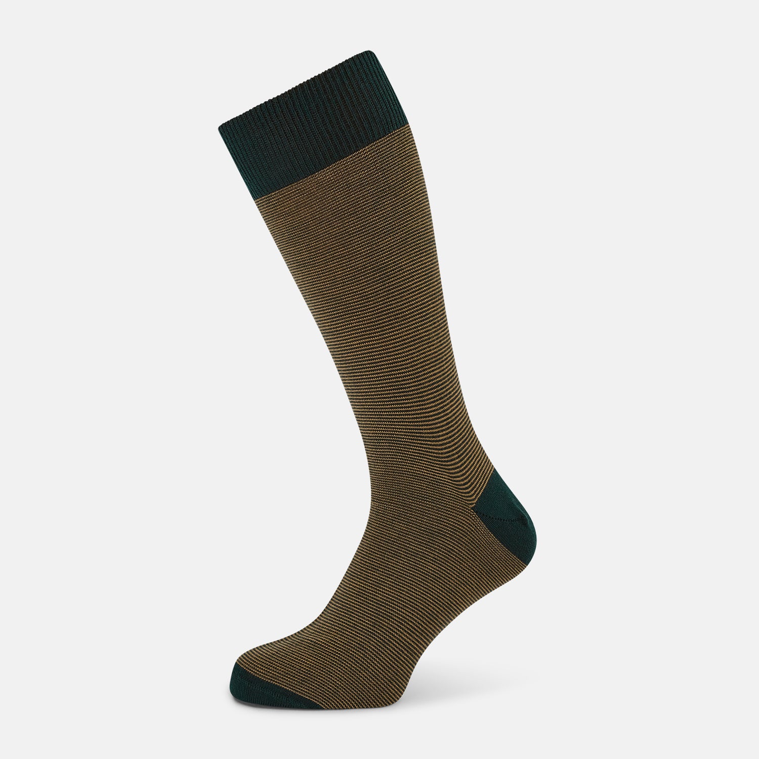 Image 1 of product Camel and Forest Green Stripe Wool Mid-length Socks 13