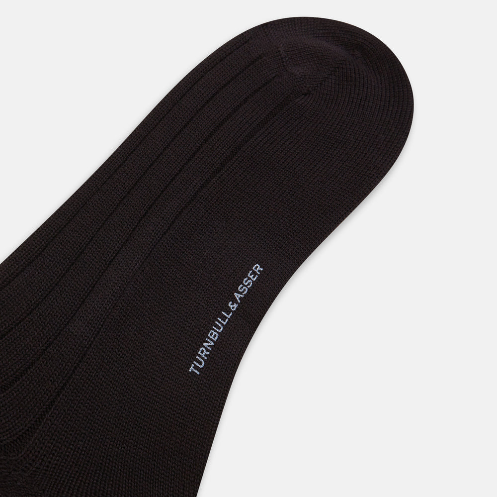 Dark Chocolate Ribbed Wool Mid-length Socks 13