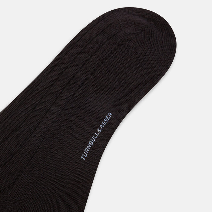 Dark Chocolate Ribbed Wool Mid-length Socks Image 2