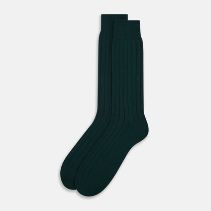 Forest Green Wool Mid-length Socks