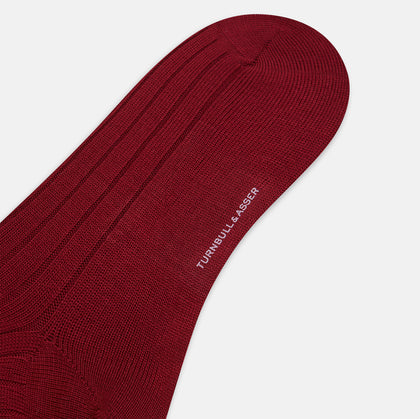 Burgundy Ribbed Wool Mid-length Socks Image 2