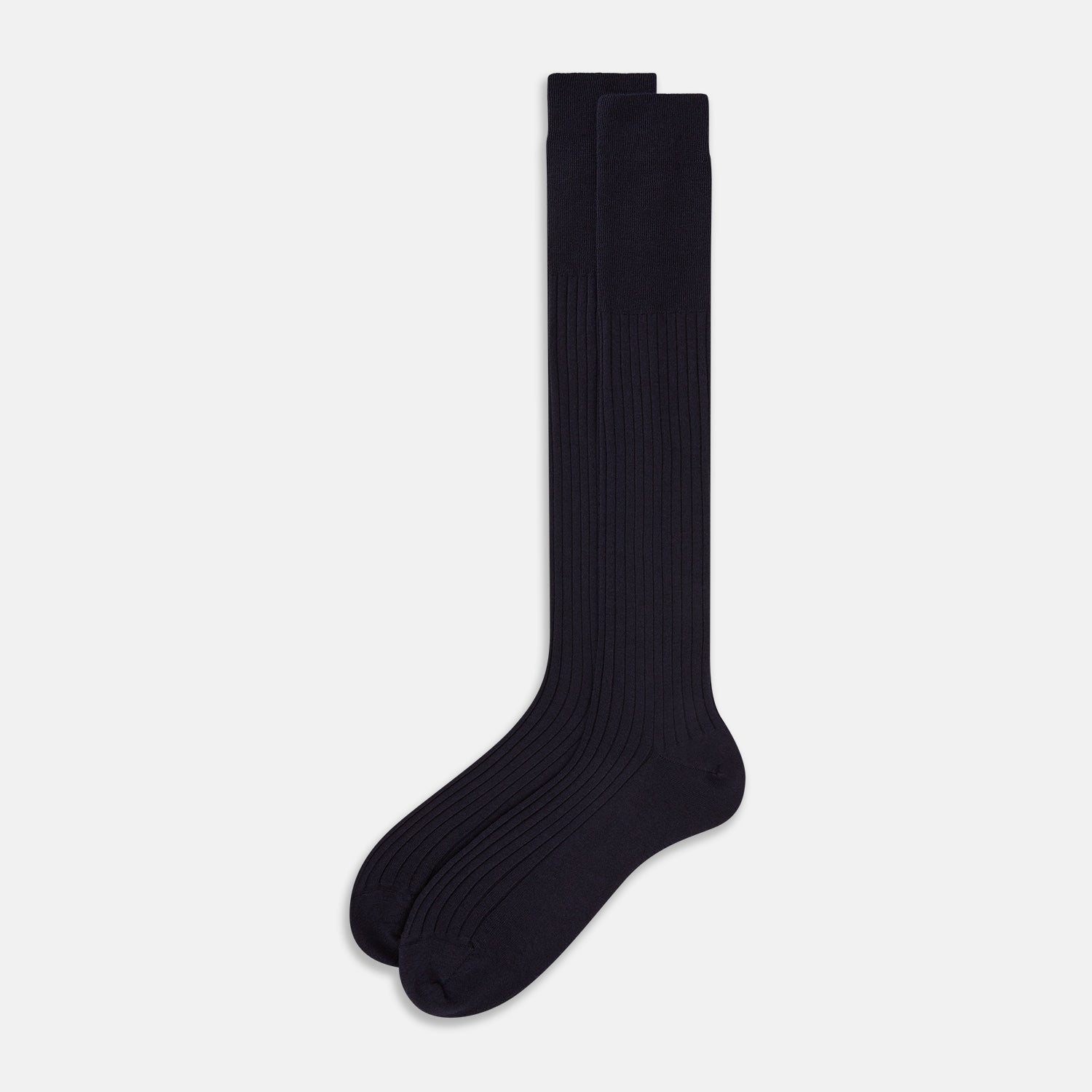 Image 2 of product Navy Ribbed Cashmere Silk Long Socks 13