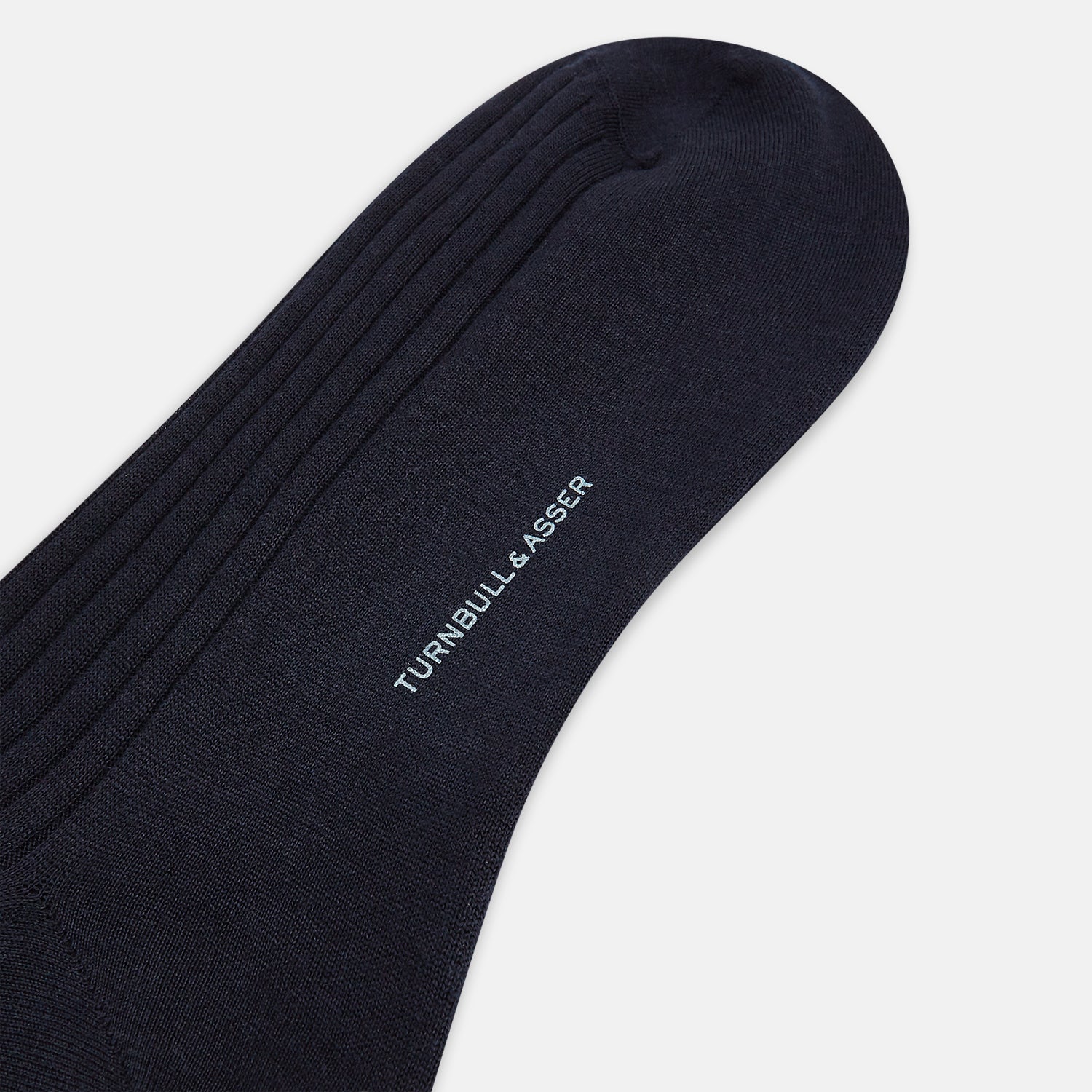 View 3 of product Navy Ribbed Cashmere Silk Long Socks 13