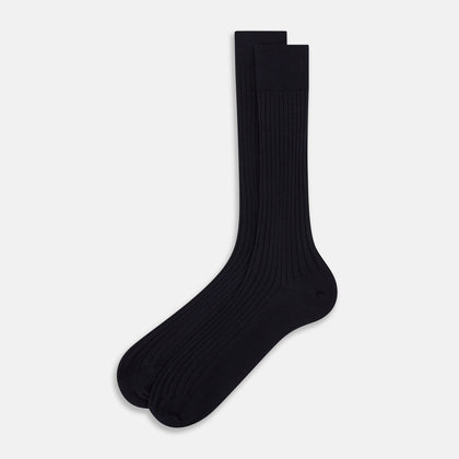 Navy Cashmere Silk Mid-length Socks